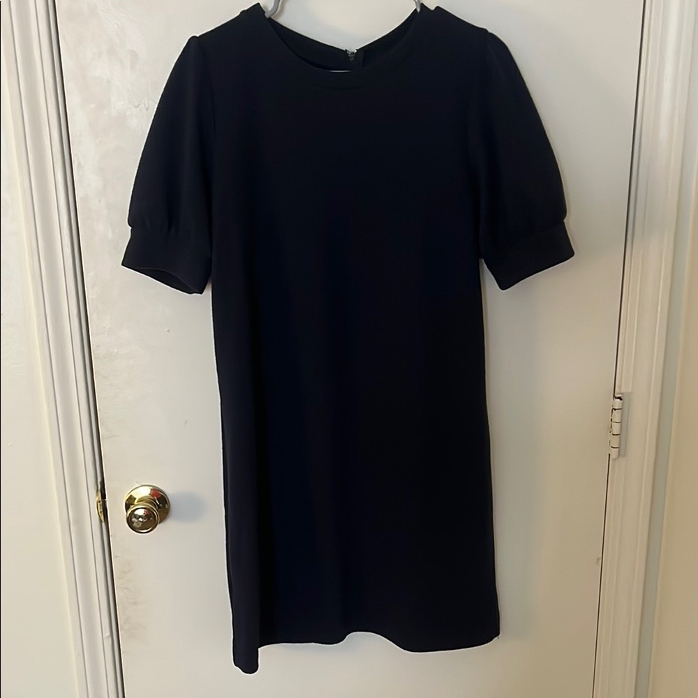 Loft Navy Blue Puff-Sleeve Dress (M)